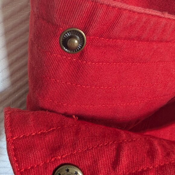 Moda International Women's Y2K Red Cotton Pants Size 12 Low rise Wide belt - Picture 10 of 13